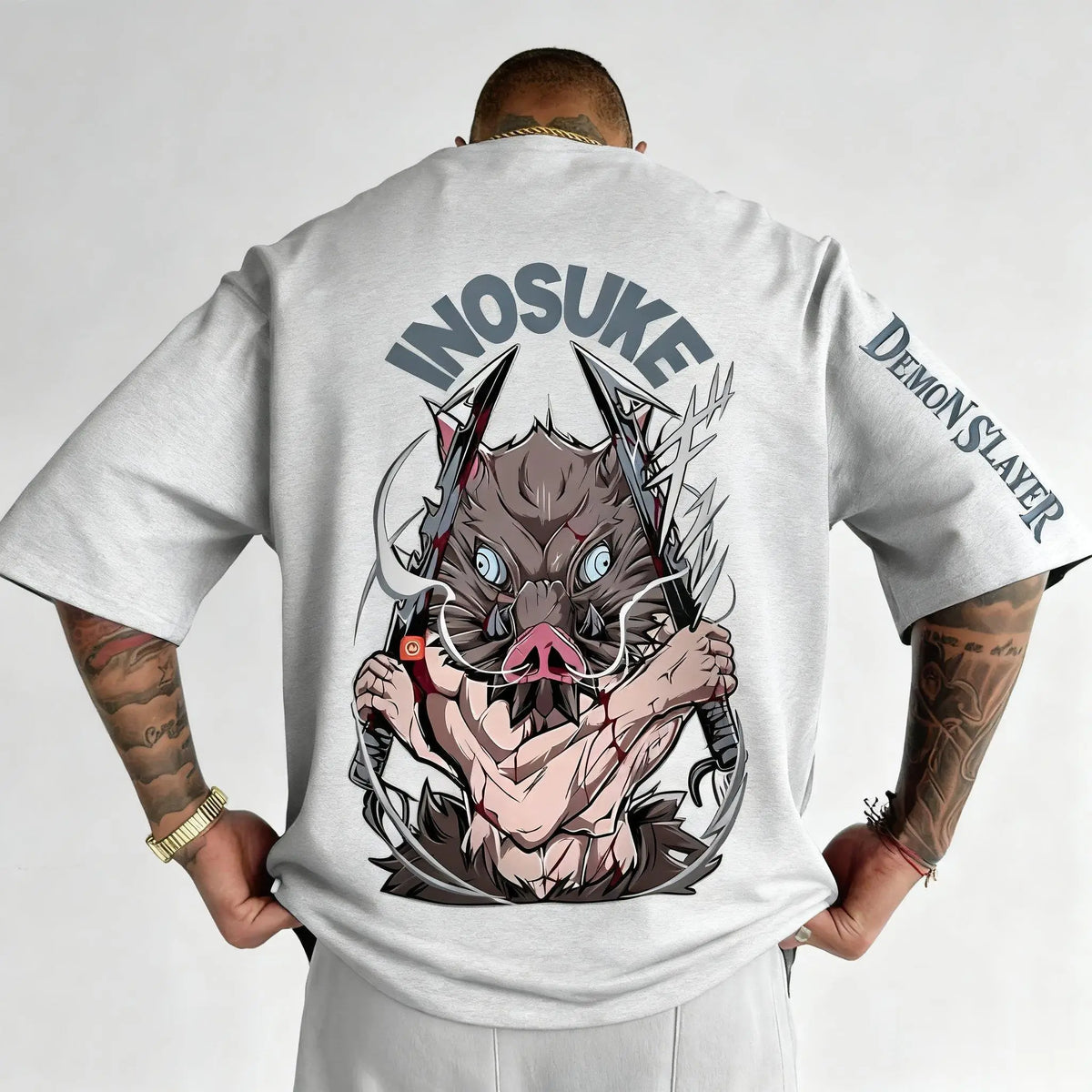 Demon Slayer Inosuke Anime Graphic T-Shirt – Unisex Cotton Streetwear Tee | Y2K Anime Shirt