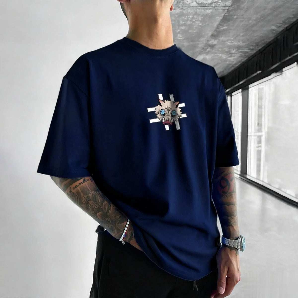 Demon Slayer Inosuke Anime Graphic T-Shirt – Unisex Cotton Streetwear Tee | Y2K Anime Shirt