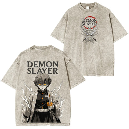 Harajuku Unisex Anime Demon Slayer Graphic T-Shirt Man Women Short