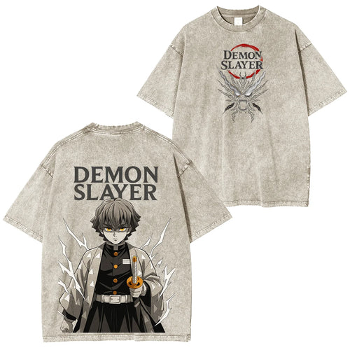 Harajuku Unisex Anime Demon Slayer Graphic T-Shirt Man Women Short