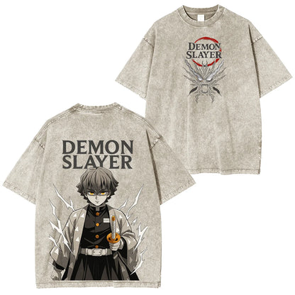 Harajuku Unisex Anime Demon Slayer Graphic T-Shirt Man Women Short
