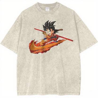 Dragon Ball Vintage Wash Graphic T Shirt Men Anime Print Women Short