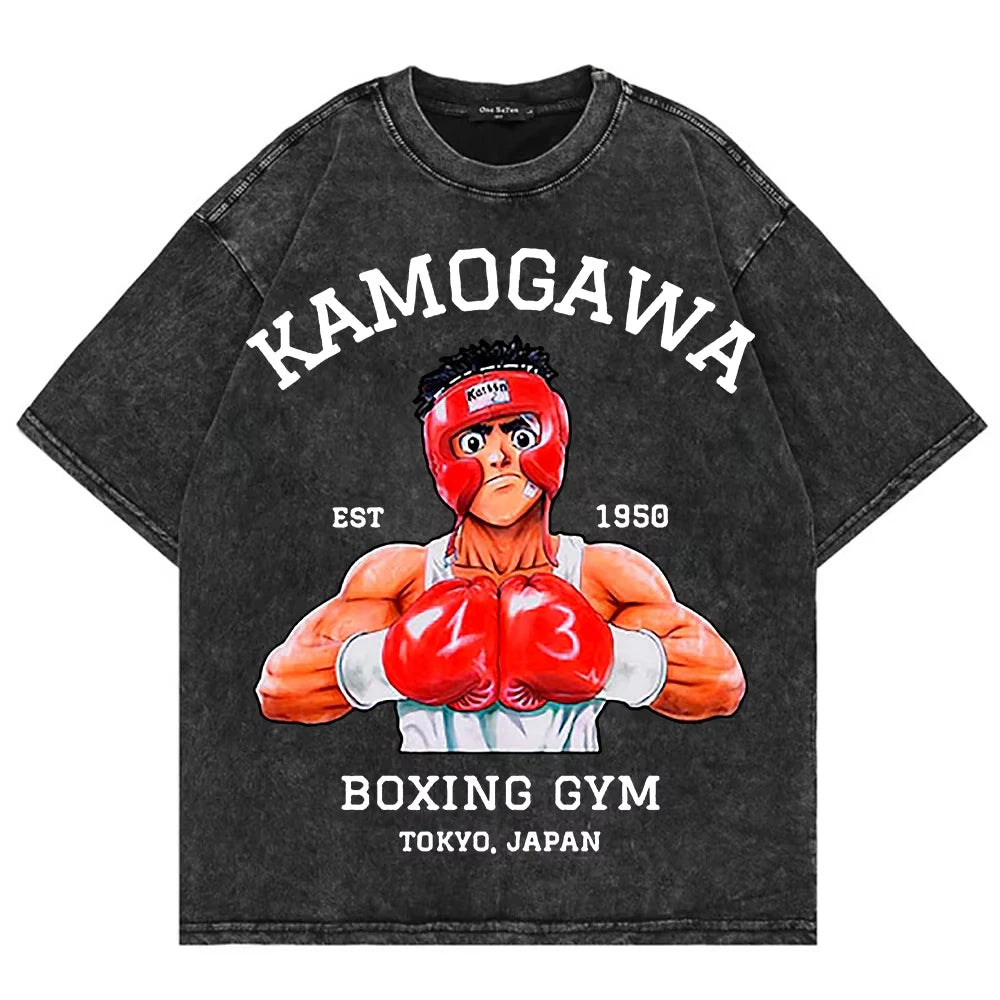 Hajime no Ippo Kamogawa Boxing Gym Vintage Washed Oversized T-Shirt