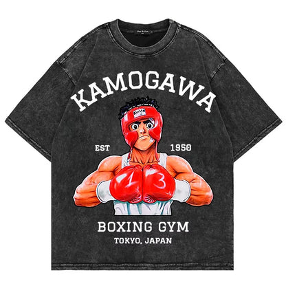Hajime no Ippo Kamogawa Boxing Gym Vintage Washed Oversized T-Shirt