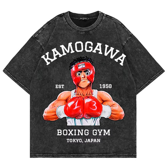 Hajime no Ippo Kamogawa Boxing Gym Vintage Washed Oversized T-Shirt