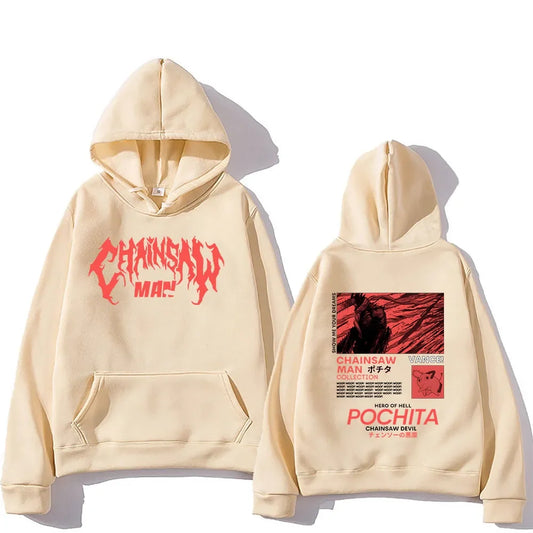 Chainsaw Man Anime Hoodie – Gothic Graphic Streetwear Pullover
