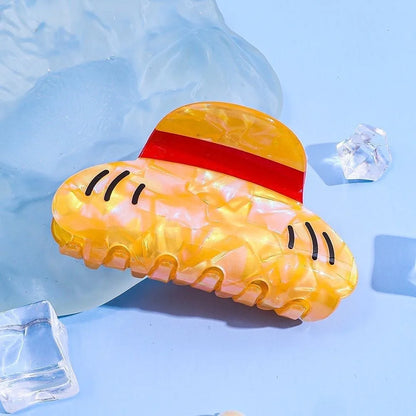 Cute Luffy Straw Hat Shape Acrylic Hair Claw Clip Cartoon Anime