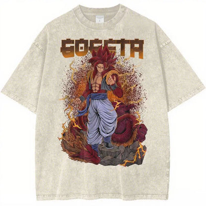 Dragon Ball Vintage Wash Graphic T Shirt Men Anime Print Women Short