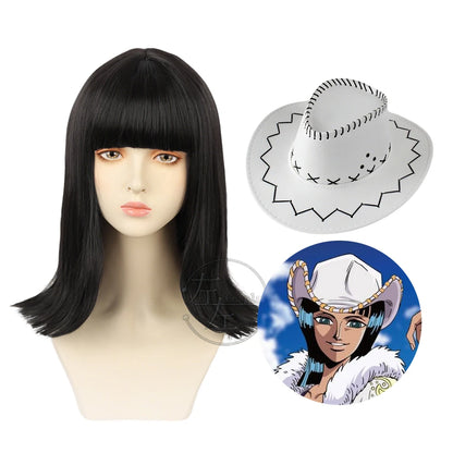 Nico Robin Anime Cosplay Wig with Cowboy Hat