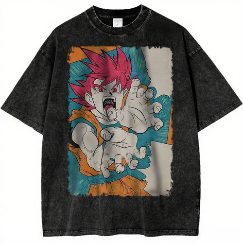 Dragon Ball Vintage Wash Graphic T Shirt Men Anime Print Women Short