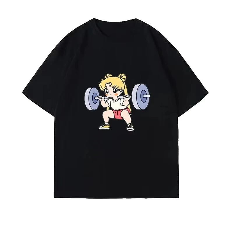 Sailor Moon Lifting Iron Fitness Women's T-Shirt Cotton Girl Children