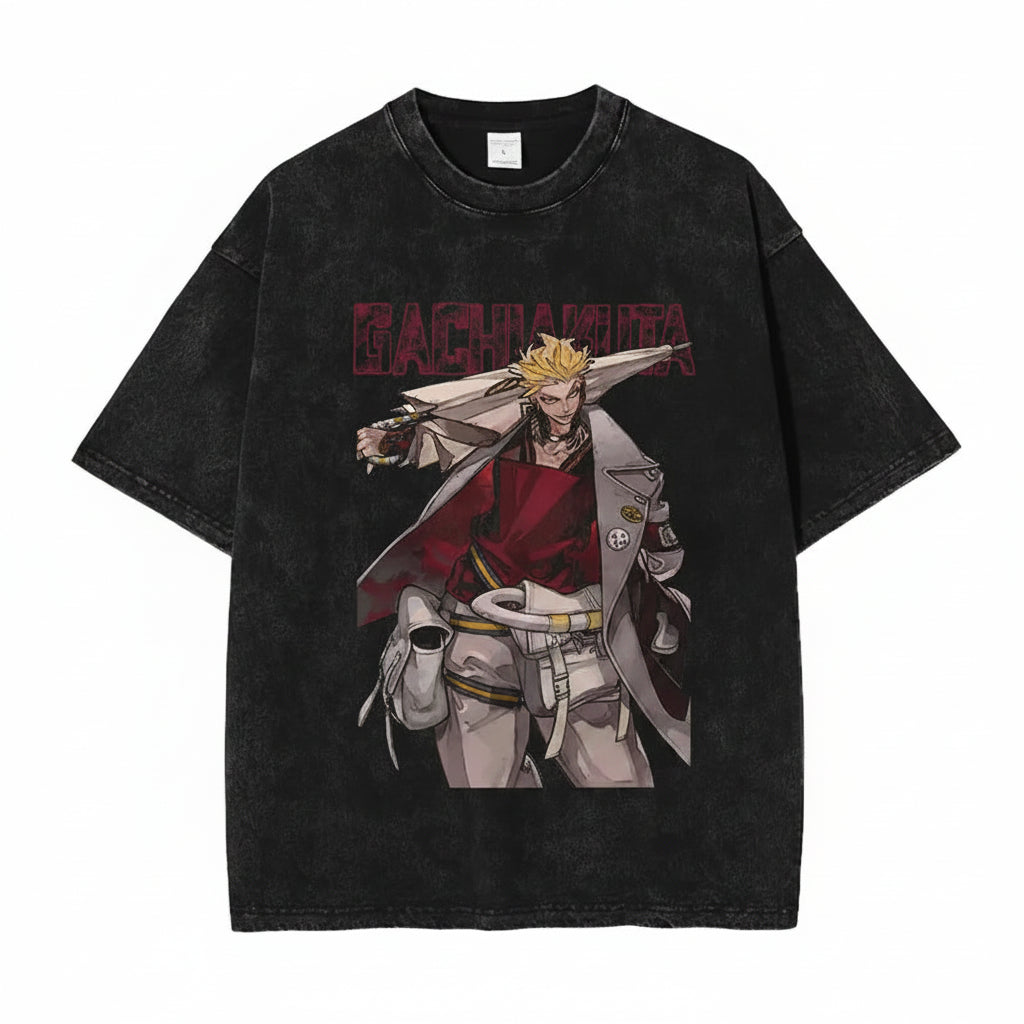 Gachiakuta Vintage Washed Oversized Anime T-Shirt Enjin