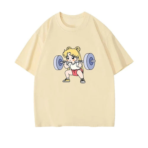 Sailor Moon Lifting Iron Fitness Women's T-Shirt Cotton Girl Children