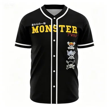 Kids Anime Baseball Jersey – Graphic Button-Up Streetwear Shirt
