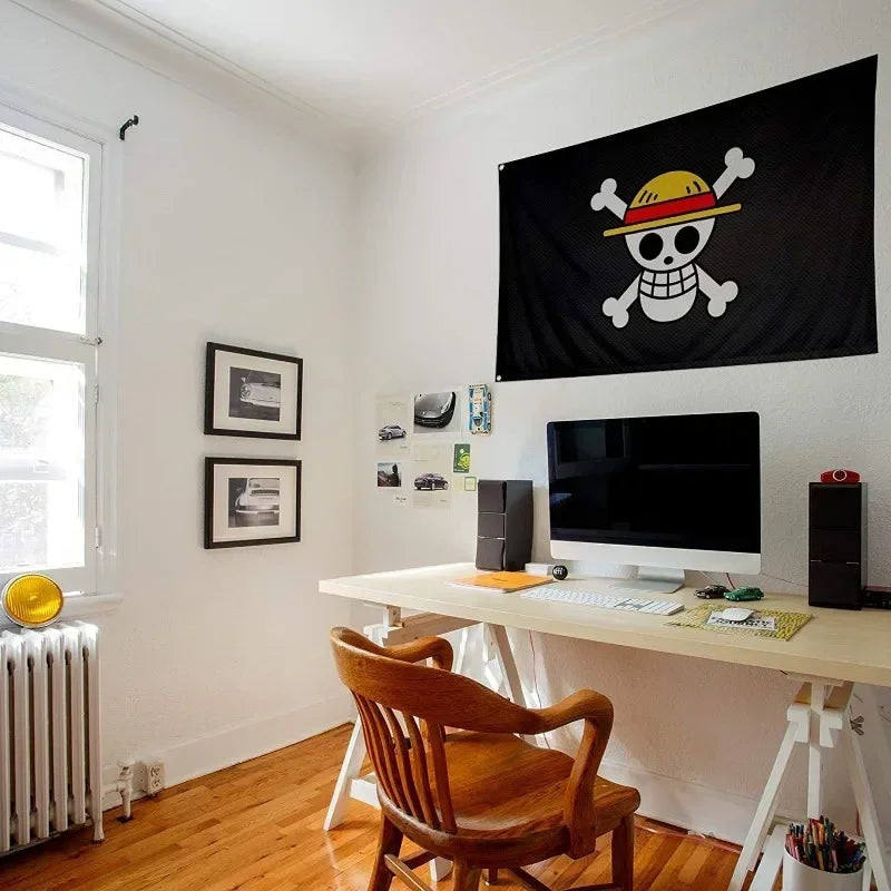 Anime One Piece Luffy Straw Hat Pirates Flag 90x150cm, Jolly Roger