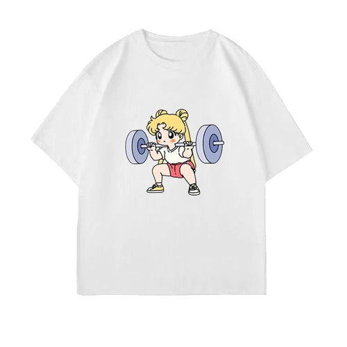 Sailor Moon Lifting Iron Fitness Women's T-Shirt Cotton Girl Children