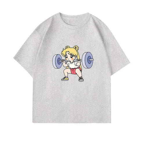 Sailor Moon Lifting Iron Fitness Women's T-Shirt Cotton Girl Children