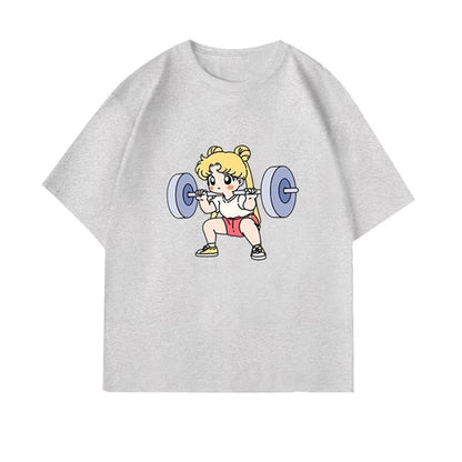 Sailor Moon Lifting Iron Fitness Women's T-Shirt Cotton Girl Children