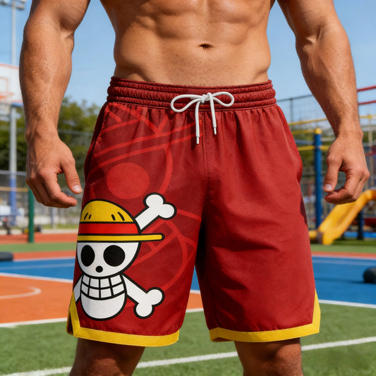 One Piece Luffy Straw Hat Pirates Basketball Shorts