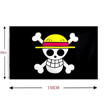 Anime One Piece Luffy Straw Hat Pirates Flag 90x150cm, Jolly Roger