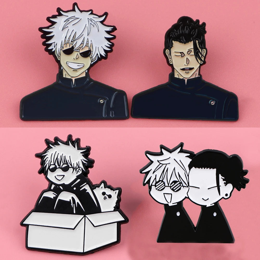 4pcs Creative Anime Jujutsu Brooch Cute Gojo Satoru Itadori Yuji lapel