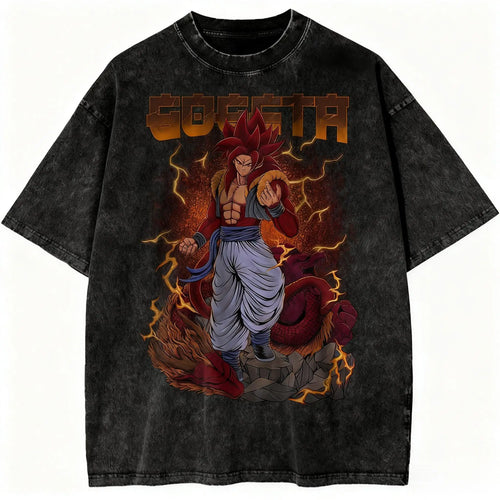 Dragon Ball Vintage Wash Graphic T Shirt Men Anime Print Women Short
