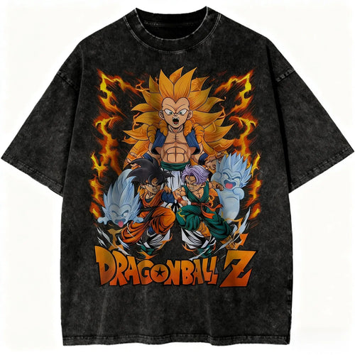 Dragon Ball Vintage Wash Graphic T Shirt Men Anime Print Women Short