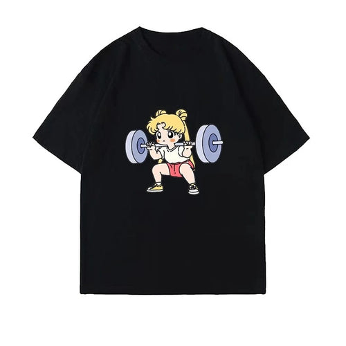 Sailor Moon Lifting Iron Fitness Women's T-Shirt Cotton Girl Children