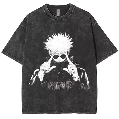 Gojo Satoru Vintage Washed Anime T-Shirt