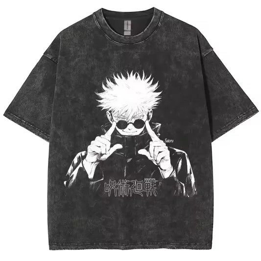 Gojo Satoru Vintage Washed Anime T-Shirt