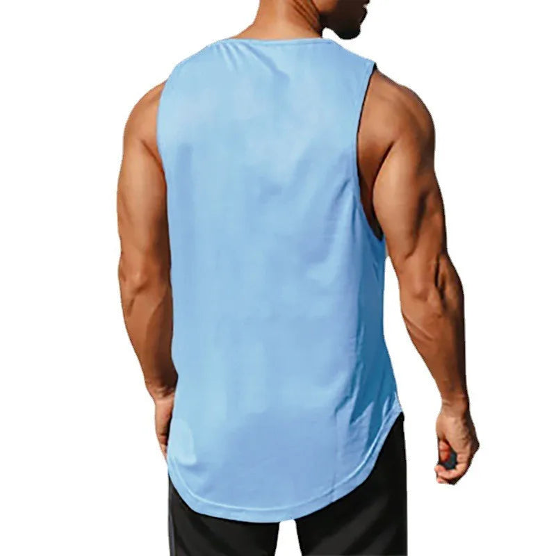 Japanese Anime Turtle Script Printed Mens Gym Clothing Fitness Vest