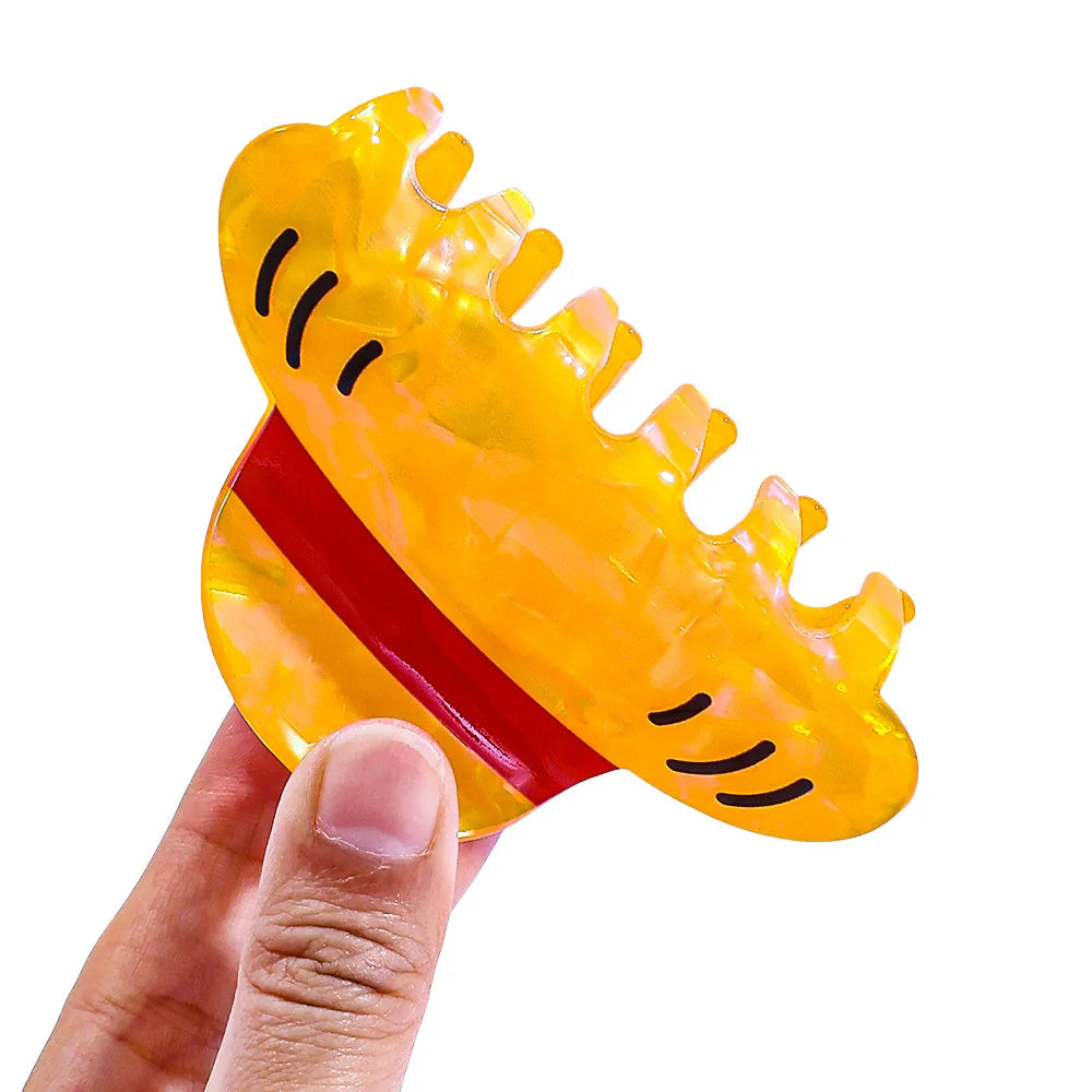 Cute Luffy Straw Hat Shape Acrylic Hair Claw Clip Cartoon Anime