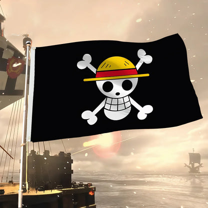 Anime One Piece Luffy Straw Hat Pirates Flag 90x150cm, Jolly Roger