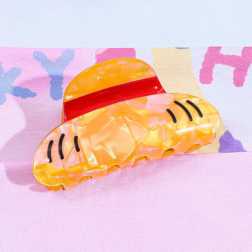 Cute Luffy Straw Hat Shape Acrylic Hair Claw Clip Cartoon Anime