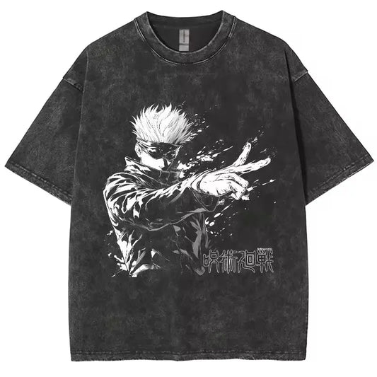 Gojo Satoru Vintage Washed Anime T-Shirt
