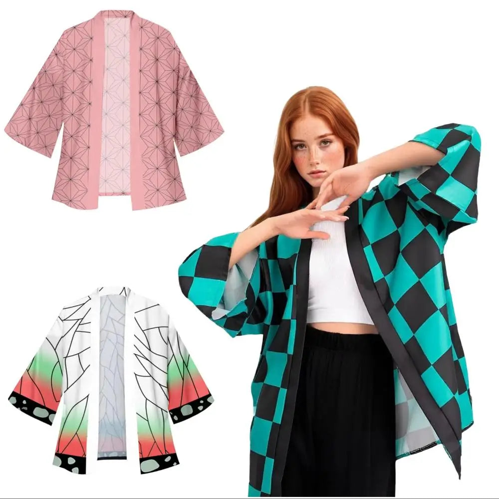 Tanjiro & Zenitsu Inspired Anime Haori Kimono Cardigan