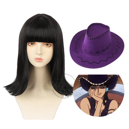 Nico Robin Anime Cosplay Wig with Cowboy Hat