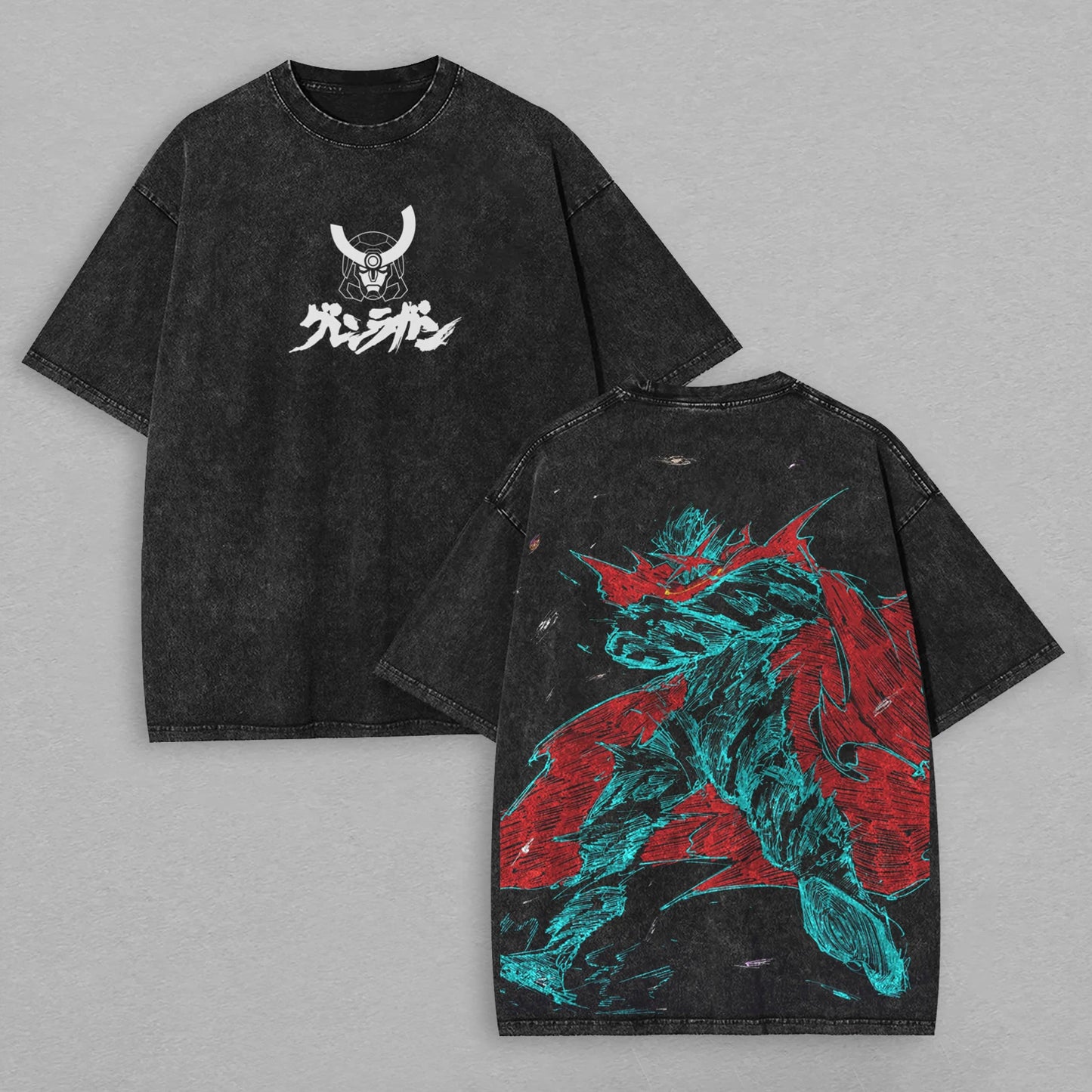 Tengen Toppa Gurren Lagann Printed T-shirt Oversized Unisex Washed