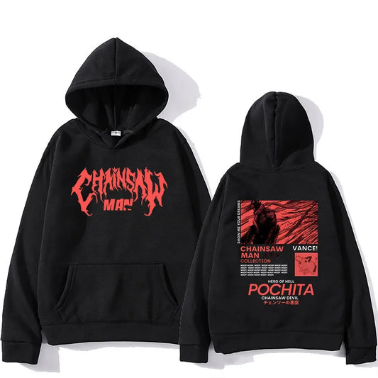 Chainsaw Man Anime Hoodie – Gothic Graphic Streetwear Pullover
