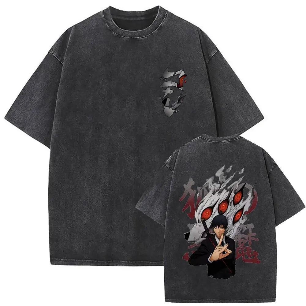 Chainsaw Man Vintage Washed Graphic T-Shirt – Oversized Anime Tee (Copy)